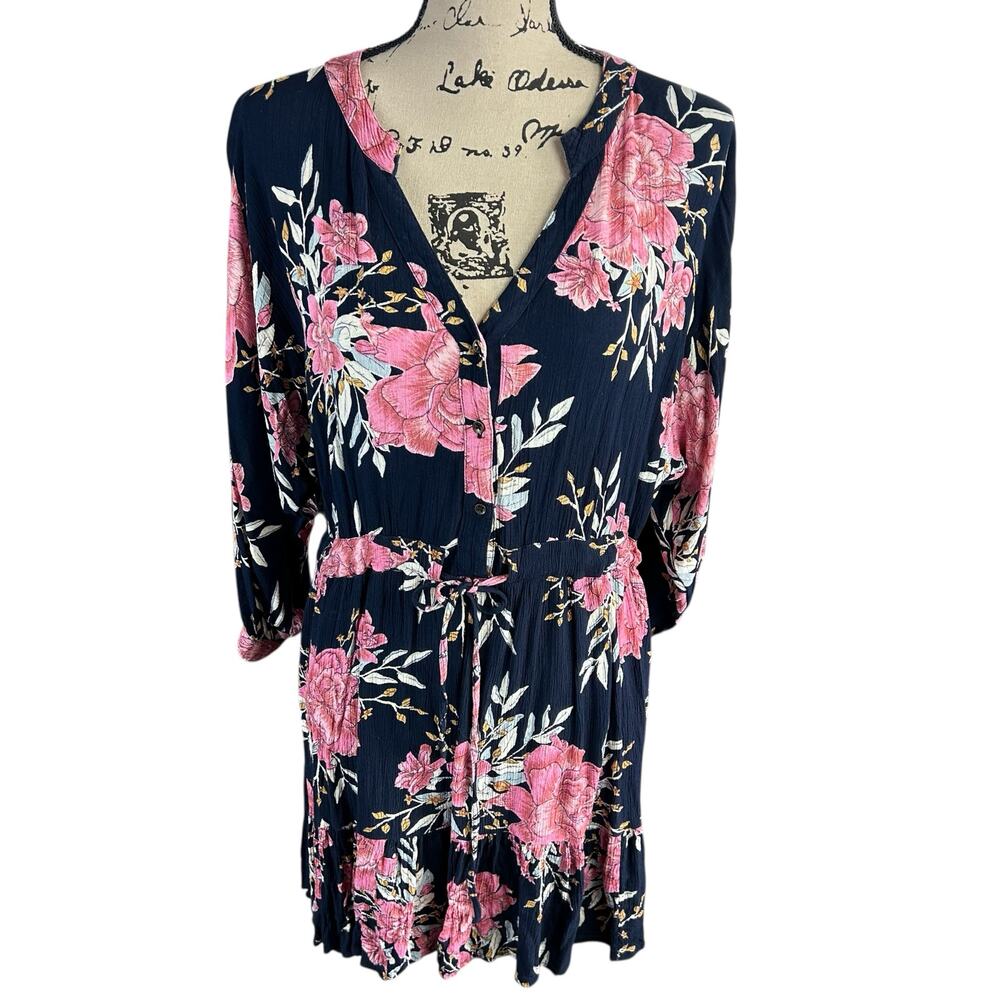 Billabong Navy and Pink Floral Mini Dress